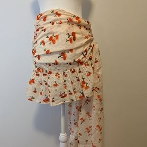 Farm Rio Anthropologie Pitanga Cherry Cover-Up Wrap Skirt Top Cotton Large
